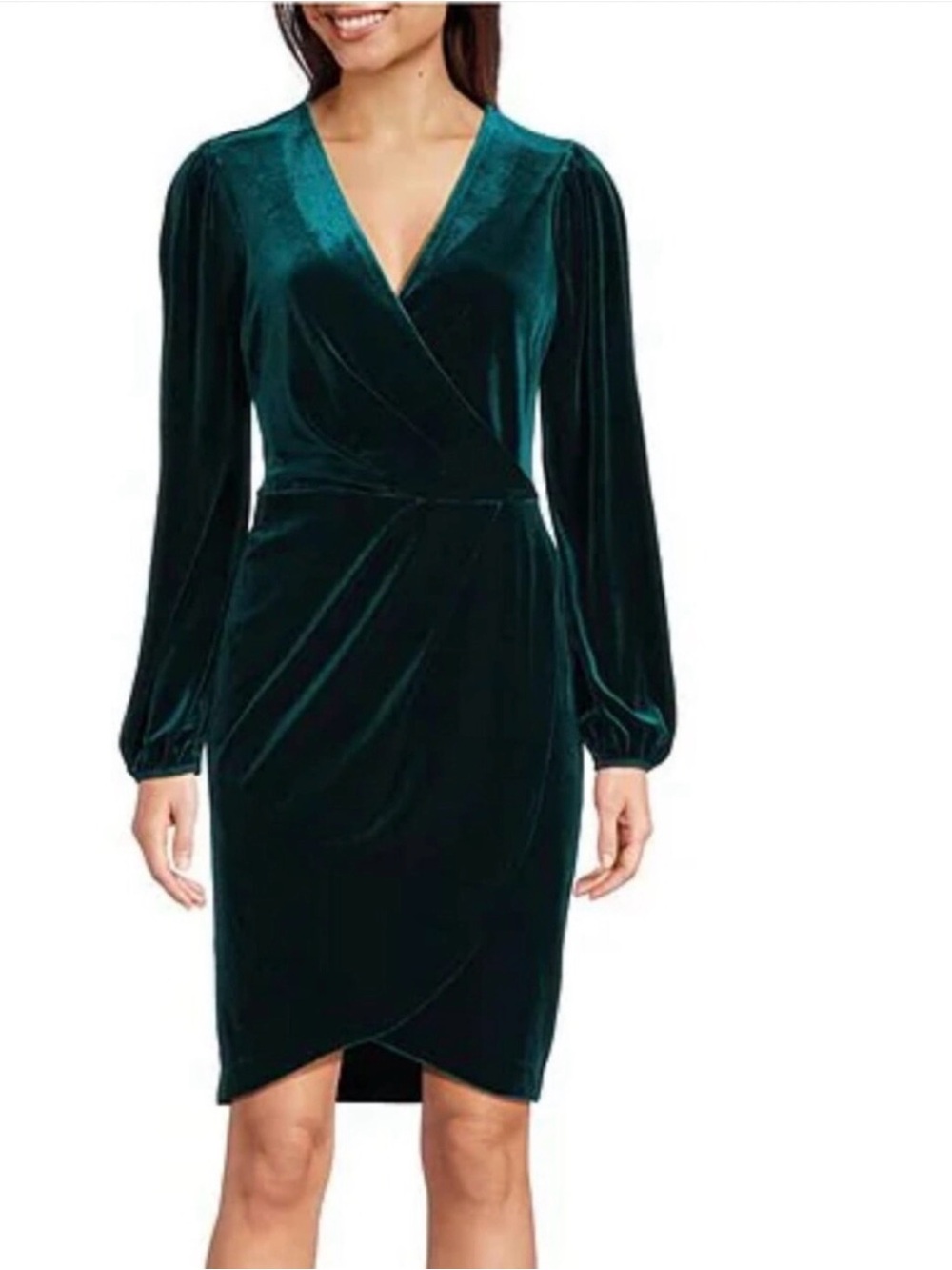 NEW Calvin Klein velvet long-sleeve V-Neck wrap sheath dress SZ 4
